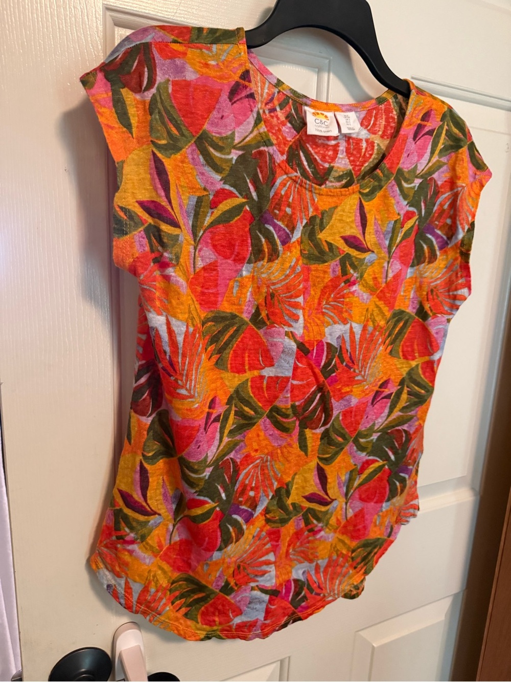C&C California Orange Multicolor Floral Tank Top